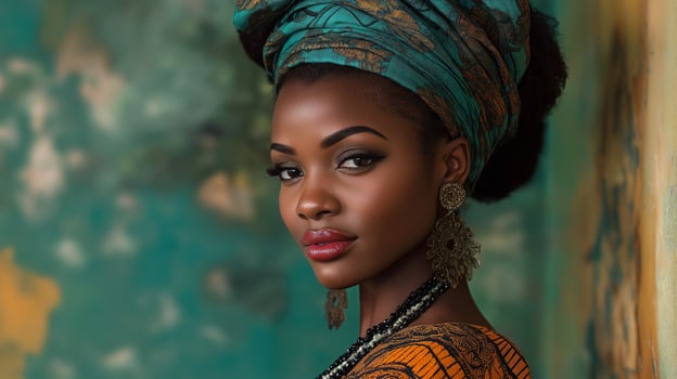 Beautiful african american woman in national costumes. black history month celebration photo