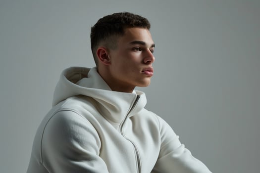 Trendsetting Male Model in Timeless Zip Up Jacket with Outfit Modern Urban portrait Fashionable Lifestyle photography photo