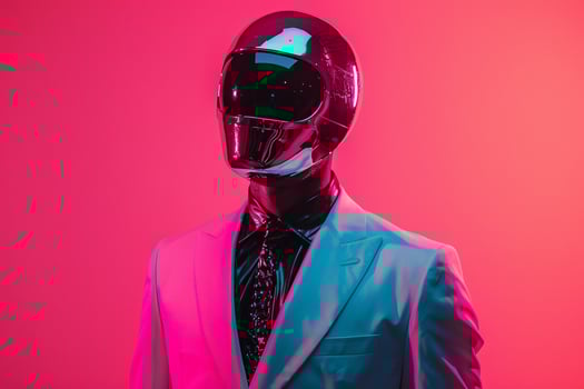 Casual Suit with Fashion Face Mask and Neon pink Stylish portrait and Lifestyle Background photo