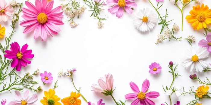 A vibrant and colorful flower arrangement creates an absolutely stunning frame, which is perfect for enhancing backgrounds or invitations for various special occasions that deserve celebration photo