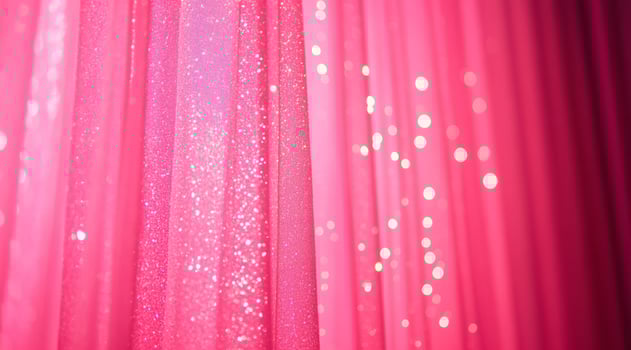 Vibrant pink curtains adorned with a sparkling effect beautifully create a dreamy and enchanting atmosphere photo