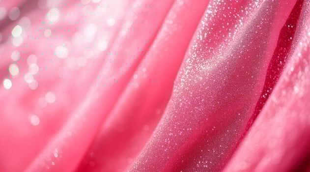 A stunning closeup of pink fabric with sparkles, perfect for fashion and design, showcasing elegance and charm photo