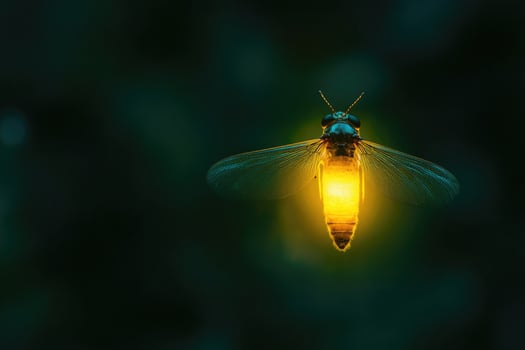 A firefly glowing in the night. photo