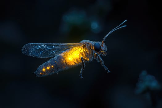 A firefly glowing in the night. photo