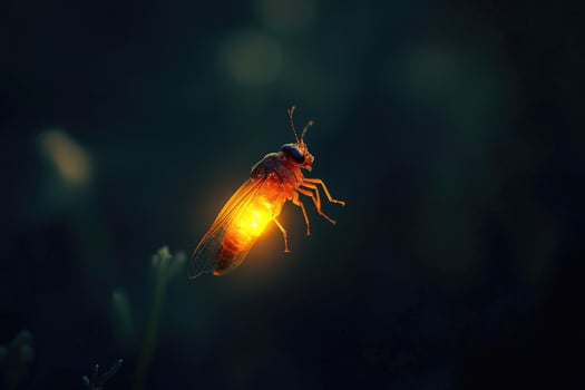 A firefly glowing in the night. photo