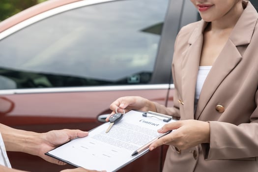 lease, rental car, sell, buy. Dealership send contract and car keys to new owner to sign. Sales, loan credit financial, rent vehicle, insurance, renting, Seller, dealer, installment, car care business photo