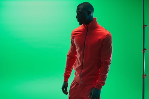 energetic Fashion Model in Athletic Wear Bright Green Lifestyle portrait with Dynamic Background photo