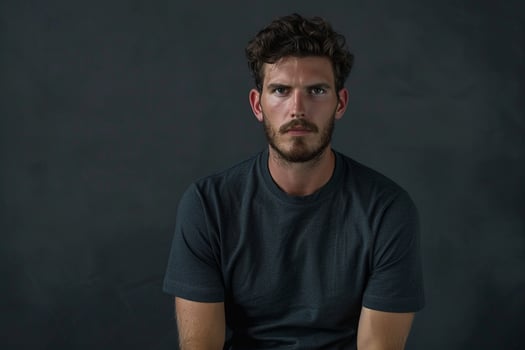 Trendy Fashion Model in a T shirt with aslate grey Lifestyle Males portrait Fashion Male Background capturing a chic and stylish portrait in the male dress photo