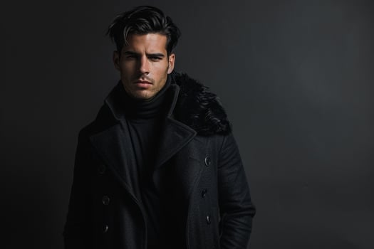 Stylish Male in Charcoal Black Casual Jacket Trendy Fashion portrait with Contemporary Lifestyle eleMalets and Modern Appeal photo