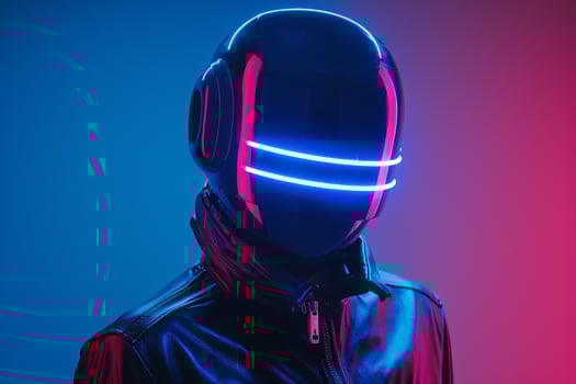 Stylish Fashion Look Futuristic Suit Fashion Model electric Blue Lifestyle portrait Trendy Male Background photo