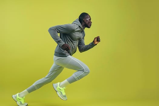 Lime Green Running Gear Fashion Model Trendy Male in Lifestyle portrait with Stylish Background Vibrant and Modern Look photo