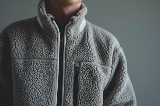 Comfortable Male Fashion Model in Fleece Jacket Cloth Background and Cozy Lifestyle Featuring a Relaxed Touch in Males Fashion portrait photo