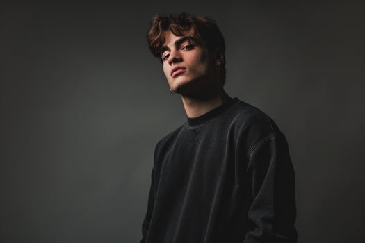High cloth Sweatshirt male dress with Clean male background lifestyle Males portrait Fashion background photo