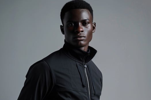 cloth Fabric ZipUp male dress withAsh Gray male background lifestyle Males portrait Fashion photo