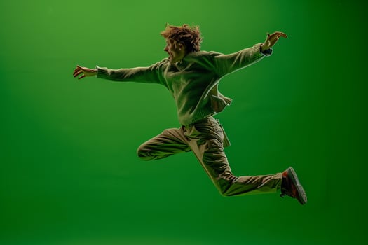 Sweater Clad Male Fashion portrait with Bright Green Background Highlighting Trendy and Casual Fashion Style photo