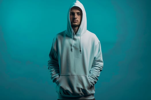 Laid Back Lifestyle and Chic Fashion Hoodie Clad Male with Maleswear Background photo