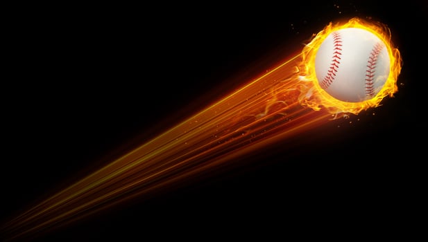 Baseball flies at the speed of light. photo