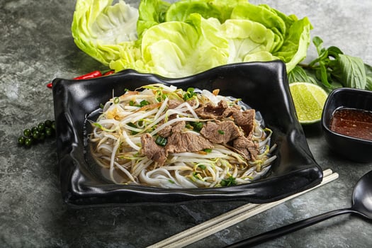 Vietnamese traditional soup Pho Bo with beef photo