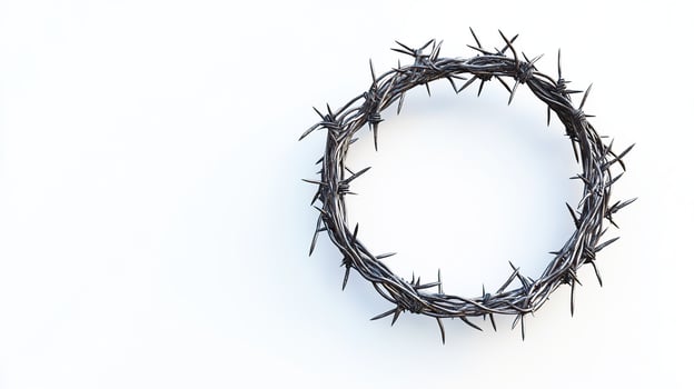 A crown of thorns is shown on a white background photo