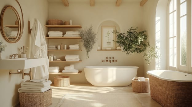 Luxurious bathroom with a view and modern amenities photo