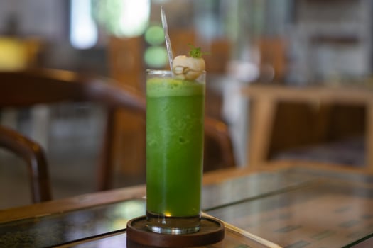 Green juice or smoothies on the table photo