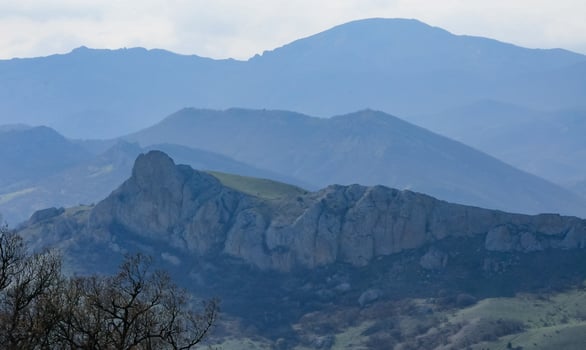 Kara-Dag, view of the mountains of the ancient volcano Karadag photo