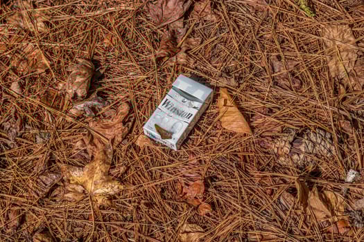 Cumming, Georgia USA - October 20, 2019 Pack of Winston cigarettes laying on the ground photo