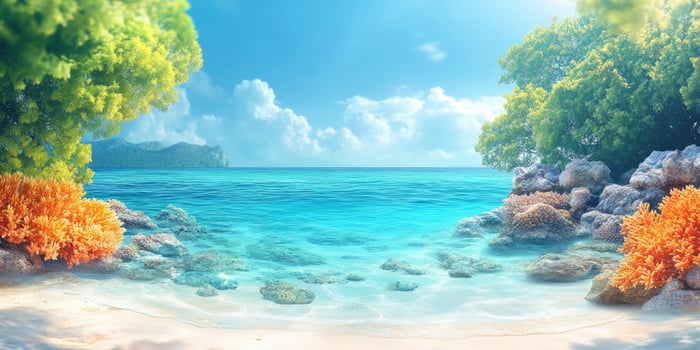 Tropical Beach with Coral Reef and Turquoise Water photo
