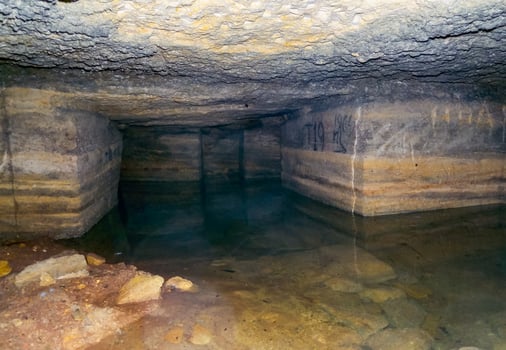 Odessa catacombs flooded with water, historical tourist site photo