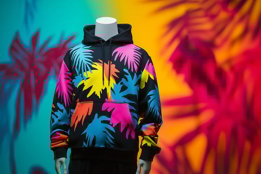 Black Hoodie with a Vibrant Color Pop photo