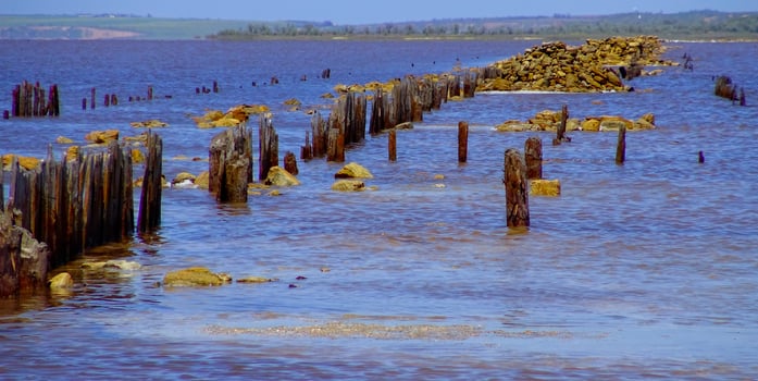 Wooden remains of salt pools, salt mining in the 18th century photo