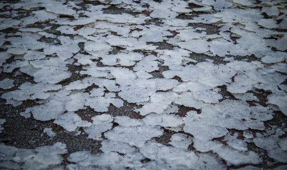 Crystals of self-sedimentary table salt on the shore photo