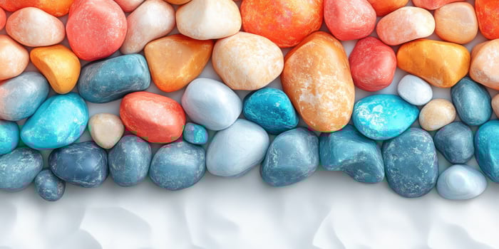 A Row of Colorful Stones on White Surface photo