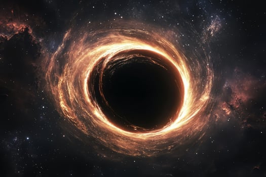 Supermassive black hole bending spacetime continuum in deep space photo