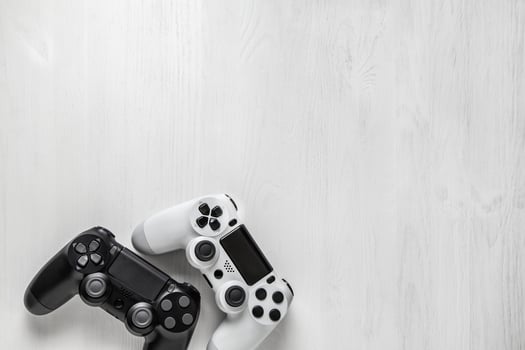 black and white modern gamepad on background photo