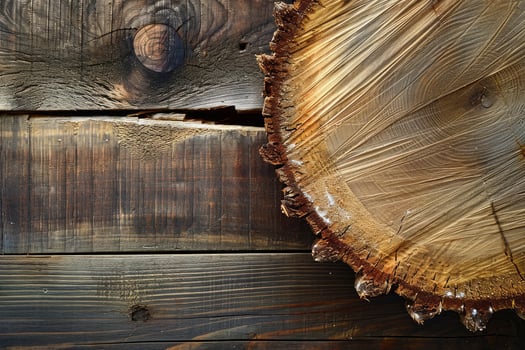 Rustic wood texture with cross section of tree trunk photo