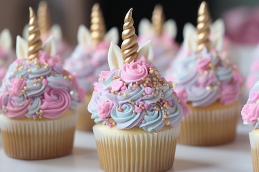 Enchanting unicorn cupcakes with colorful frosting photo