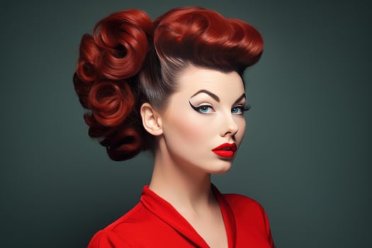 Vintage glamour - woman with retro hairstyle and makeup photo