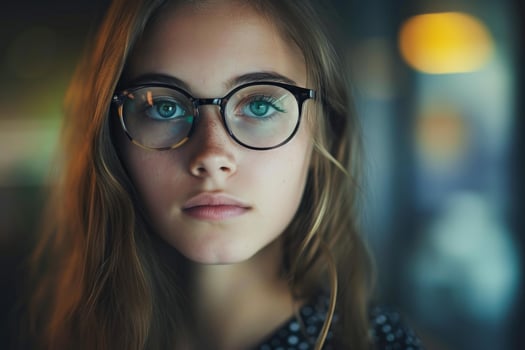 Young woman with glasses portrait photo