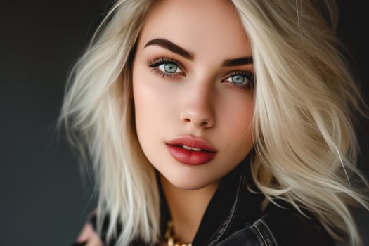 Captivating blonde woman with blue eyes photo