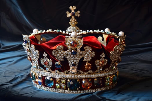 Majestic royal crown on black velvet photo