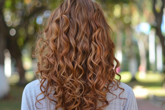 Luxurious curly brown hair closeup photo