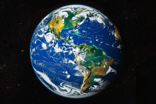 Planet earth from space with cloud patterns photo