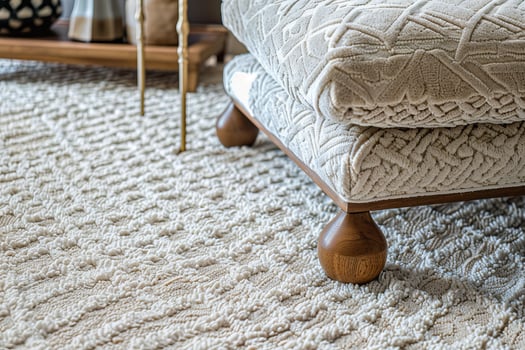Cozy corner with textured throw blanket on bench photo