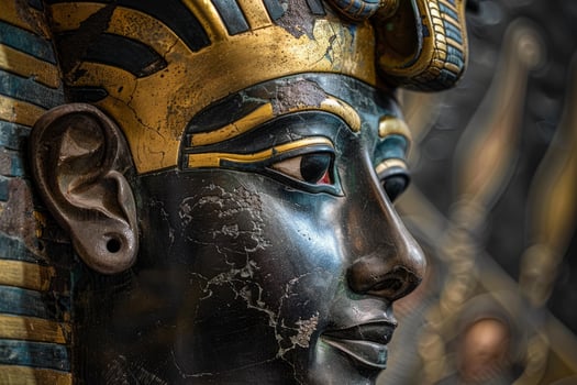 Ancient egyptian pharaoh mask closeup photo