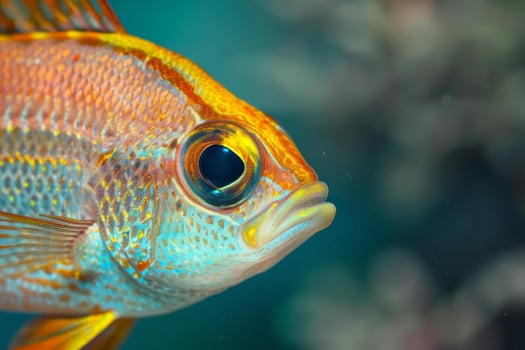 Vibrant tropical fish close up in coral reef photo