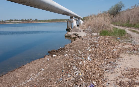 Plastic garbage in nature, pollution photo