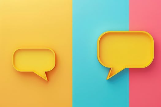 A colorful setup features two stylized chat windows, inviting engaging conversations and customer support discussions. photo