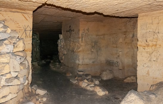 Odessa catacombs, 18th-19th century drawings on the walls photo