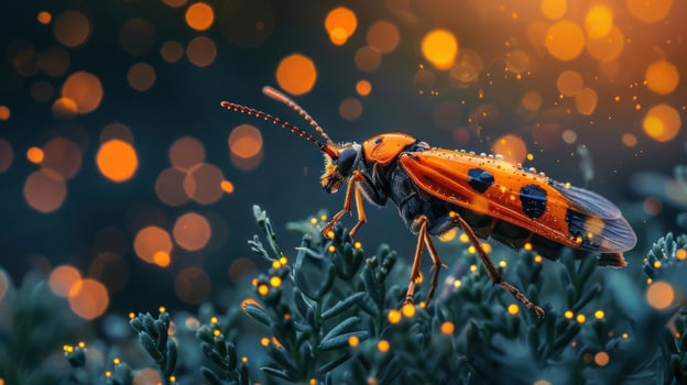 A vibrant close-up of an orange beetle, photo